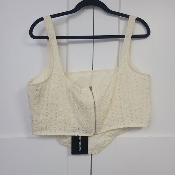 Pretty Little Thing Cream Broderie Anglaise Corset, 12 - Picture 6 of 7